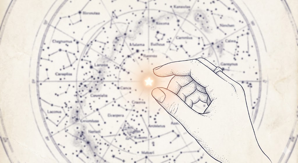 無数の星の中から必要な一つの光を指で選ぶ瞬間