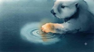水面に触れて微細な変化を感じ取るラッコの手のひら