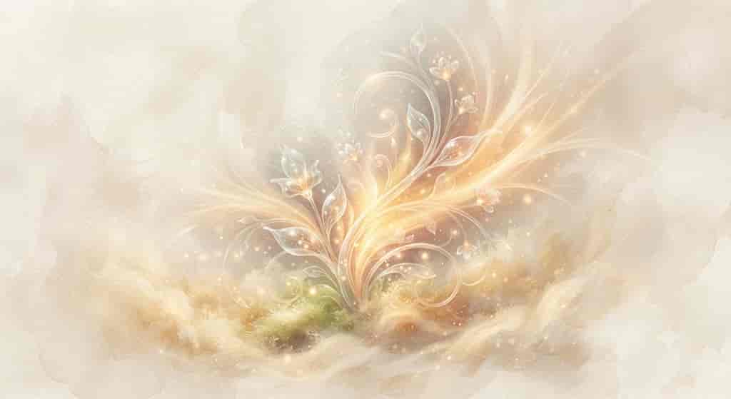 内側から温かな光を放ち、花開くような希望の抽象画