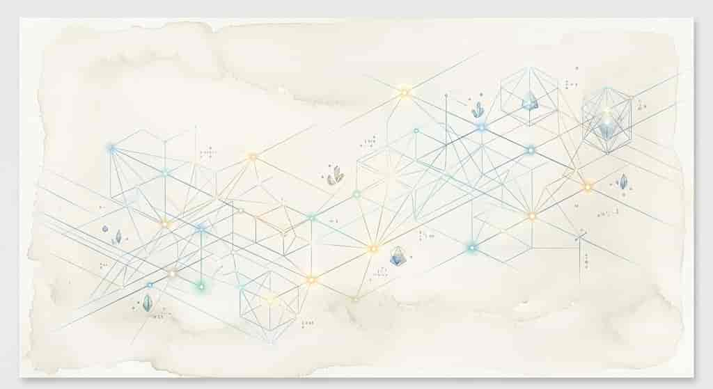 幾何学的なラインが重なる、精巧な知性の軌跡
