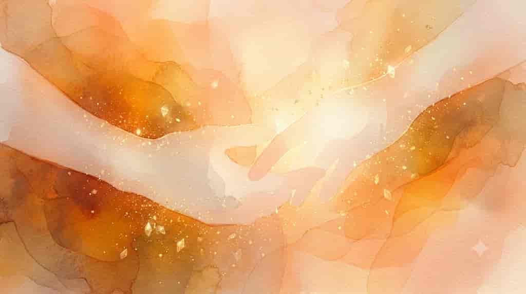 温かな光の中で二つの手が静かにつながる、信頼を象徴する抽象画